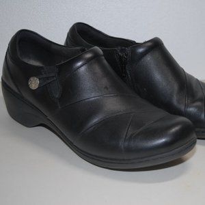 Clarks Collection Black Wedge Clogs